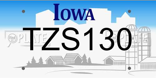 TZS130 Iowa License Plate