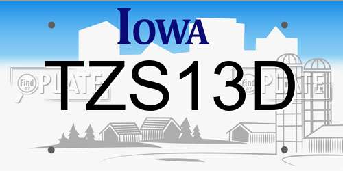 TZS13D Iowa License Plate