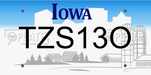 TZS13O Iowa License Plate