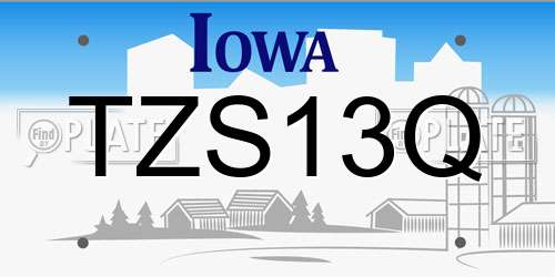 TZS13Q Iowa License Plate