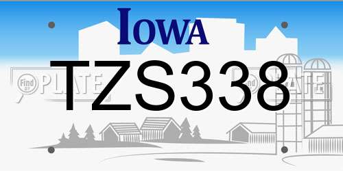 TZS338 Iowa License Plate