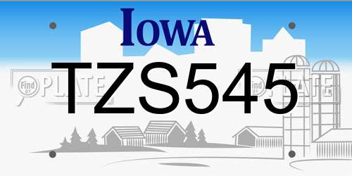 TZS545 Iowa License Plate