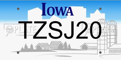 TZSJ20 Iowa License Plate