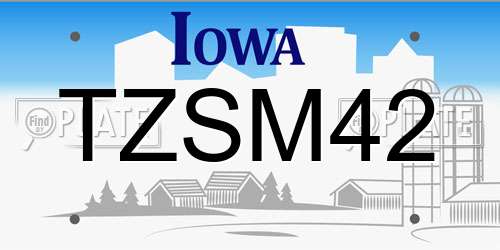 TZSM42 Iowa License Plate