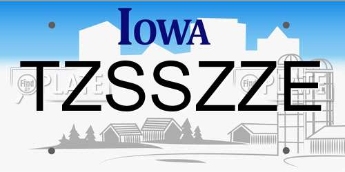 TZSSZZE Iowa License Plate