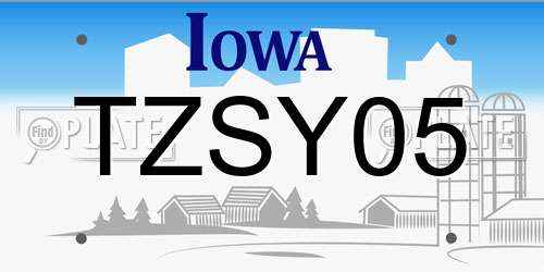 TZSY05 Iowa License Plate