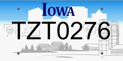 TZT0276 Iowa License Plate