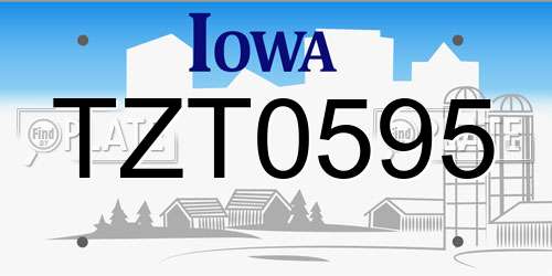 TZT0595 Iowa License Plate