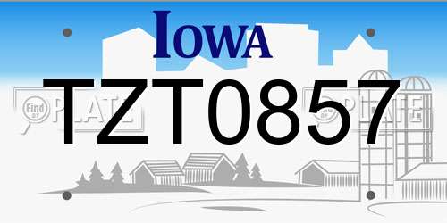 TZT0857 Iowa License Plate