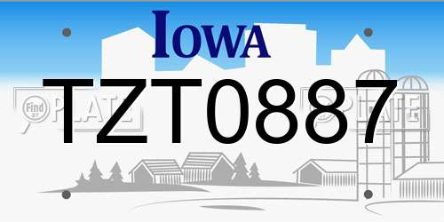 TZT0887 Iowa License Plate