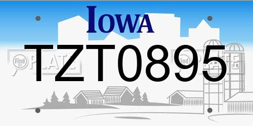 TZT0895 Iowa License Plate