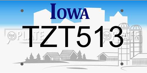 TZT513 Iowa License Plate