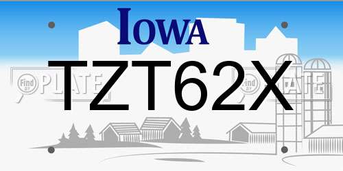 TZT62X Iowa License Plate