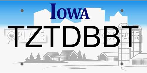 TZTDBBT Iowa License Plate
