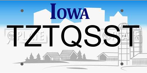 TZTQSST Iowa License Plate