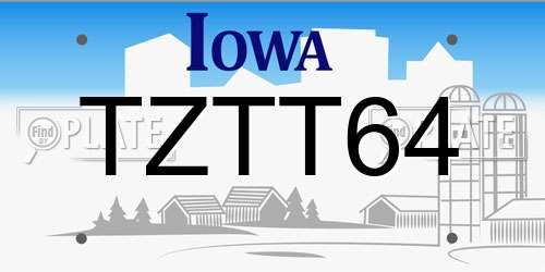 TZTT64 Iowa License Plate