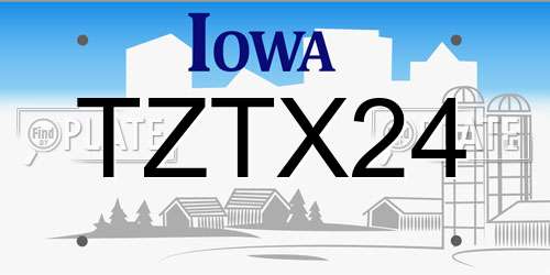 TZTX24 Iowa License Plate