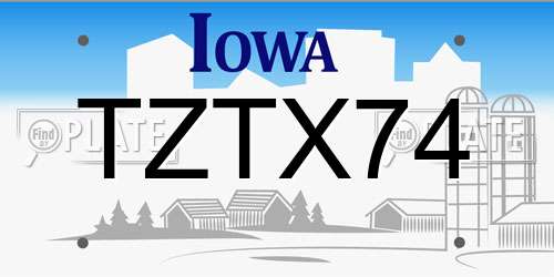 TZTX74 Iowa License Plate