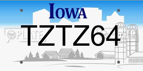 TZTZ64 Iowa License Plate