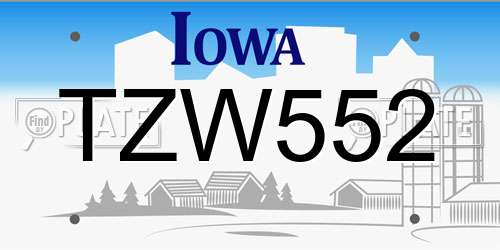 TZW552 Iowa License Plate