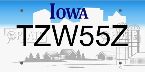 TZW55Z Iowa License Plate