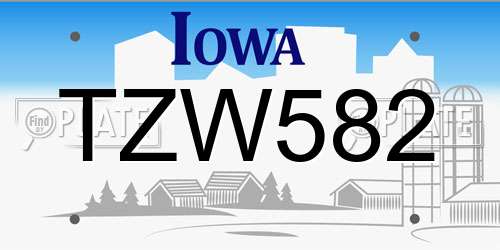 TZW582 Iowa License Plate