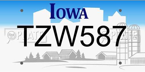 TZW587 Iowa License Plate