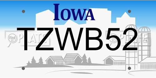 TZWB52 Iowa License Plate