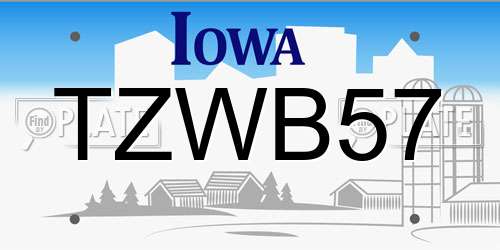 TZWB57 Iowa License Plate