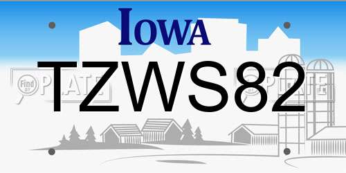 TZWS82 Iowa License Plate