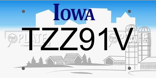 TZZ91V Iowa License Plate