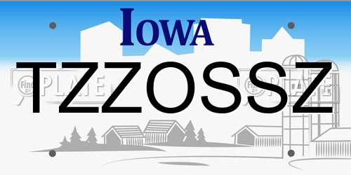 TZZOSSZ Iowa License Plate
