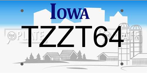 TZZT64 Iowa License Plate