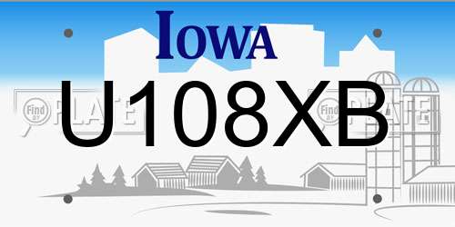U108XB Iowa License Plate