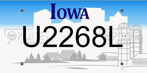 U2268L Iowa License Plate