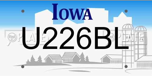U226BL Iowa License Plate