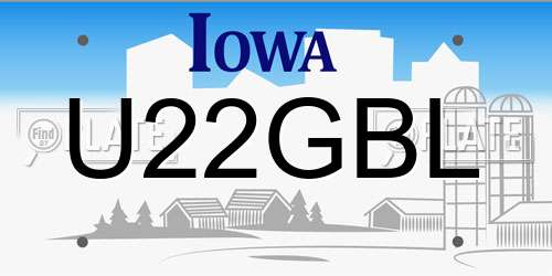 U22GBL Iowa License Plate