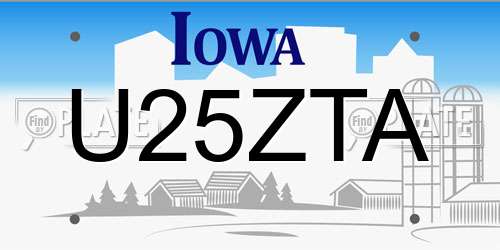 U25ZTA Iowa License Plate