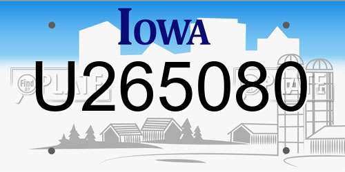 U265080 Iowa License Plate