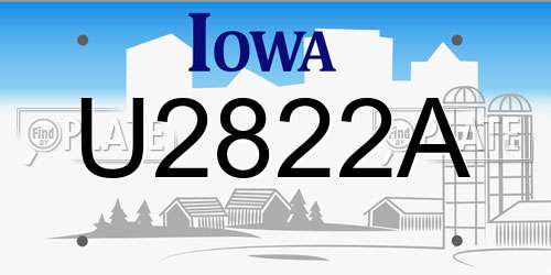 U2822A Iowa License Plate