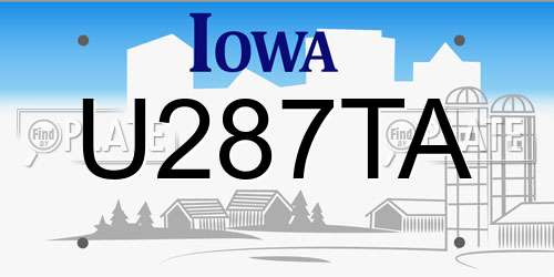 U287TA Iowa License Plate