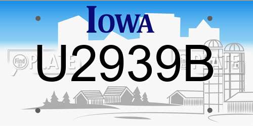 U2939B Iowa License Plate