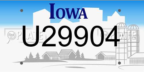 U29904 Iowa License Plate