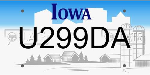 U299DA Iowa License Plate