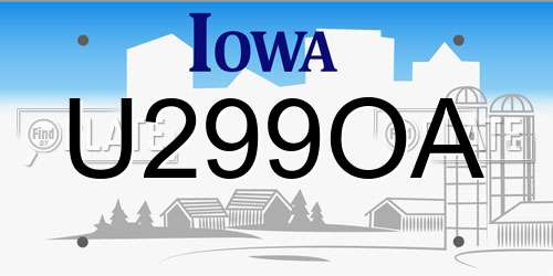 U299OA Iowa License Plate