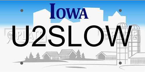 U2SLOW Iowa License Plate