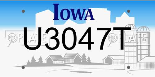 U3047T Iowa License Plate