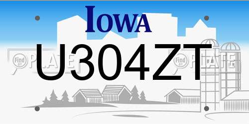 U304ZT Iowa License Plate