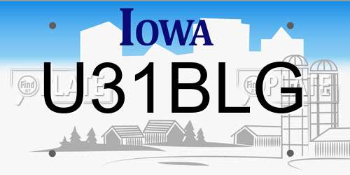 U31BLG Iowa License Plate