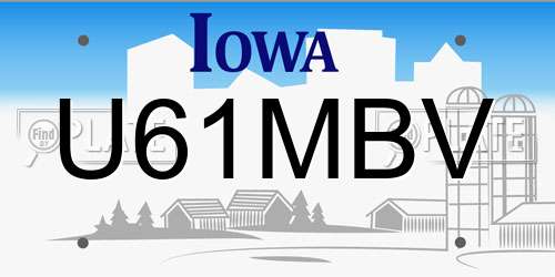 U61MBV Iowa License Plate